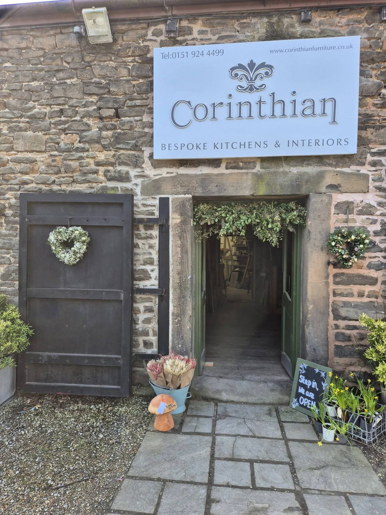 The stone entrance to The Well Barn workshop in Little Crosby